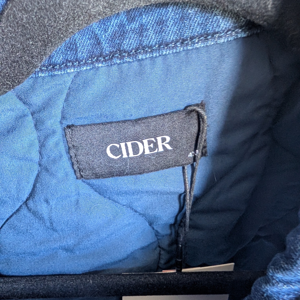 Denim Tie Front Bow Oversized Quilted Jacket Curve & Plus - Picture 4 of 5